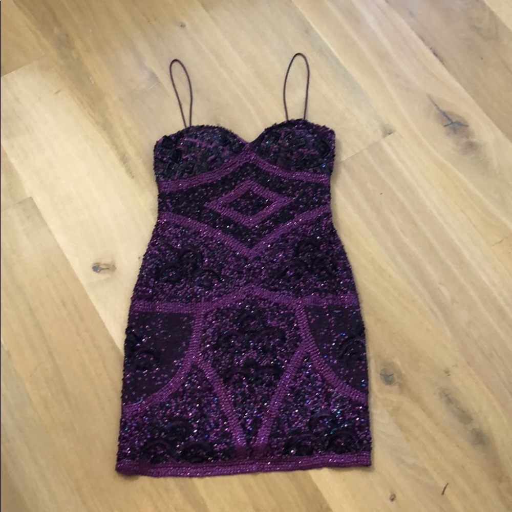 Aidan Mattox Purple Sequin Mini Dress